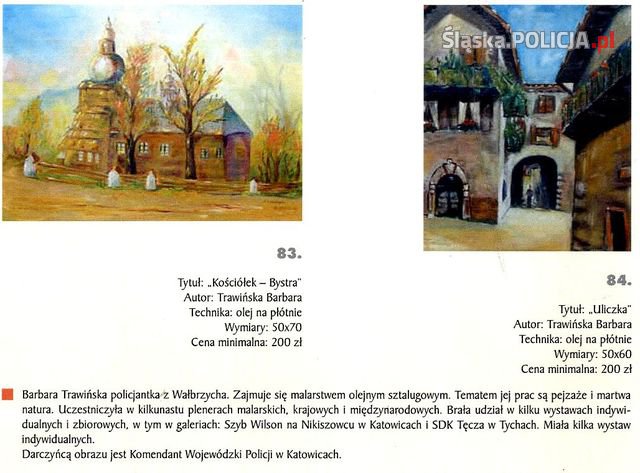 obrazy Barbary Trawińskiej-,,Kościółek-Bystra" i ,,Uliczka"