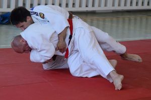 Zawodnicy w trakcie walki judo