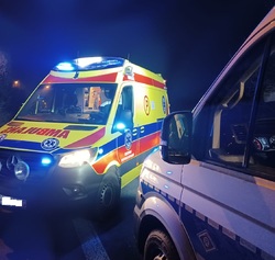 Zdjęcie radiowozu oraz Karetki Pogotowia.