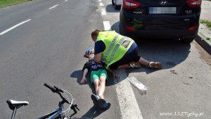 „Jednośladem bezpiecznie do celu”-symulacja potrącenia rowerzysty