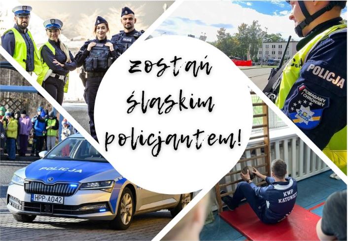 https://slaska.policja.gov.pl/kaGrafika ze zdjęciami śląskich policjantów i napisem zostań śląskim policjantem