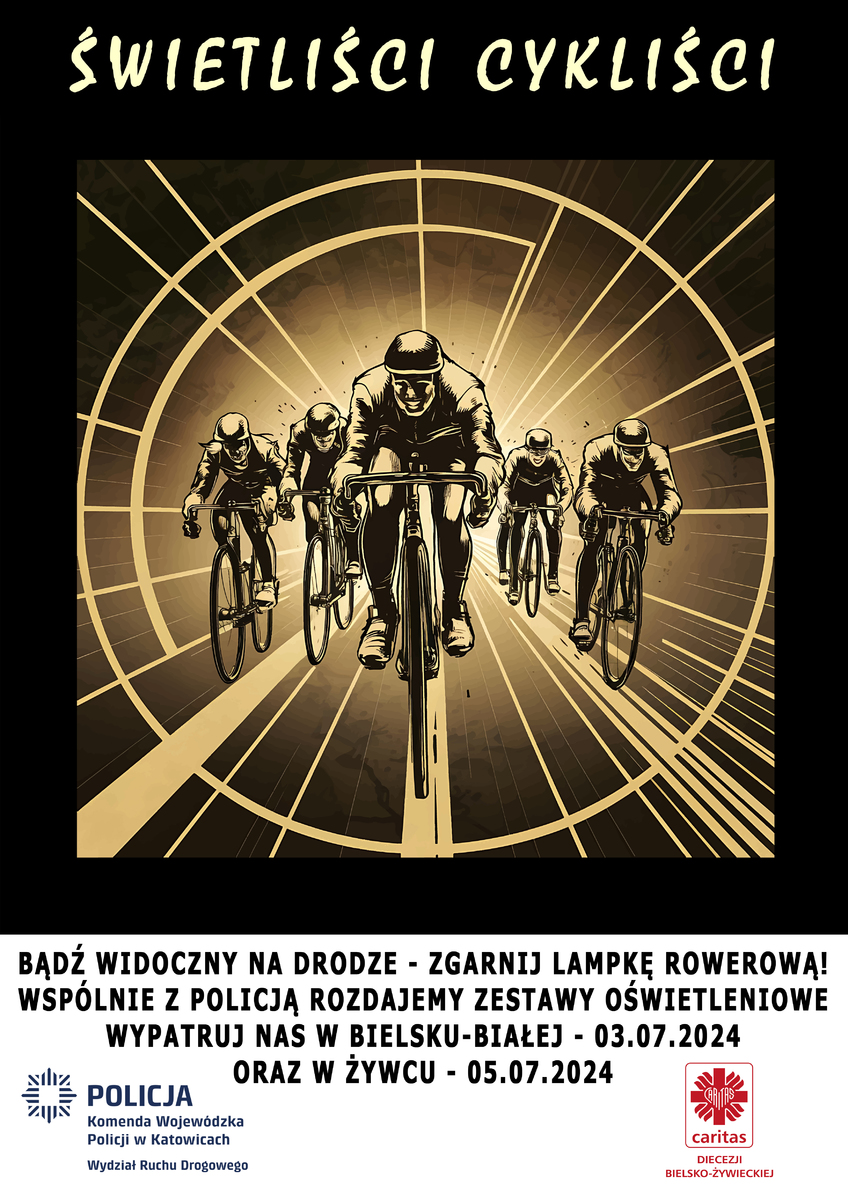 Plakat akcji Świetliści cykliści