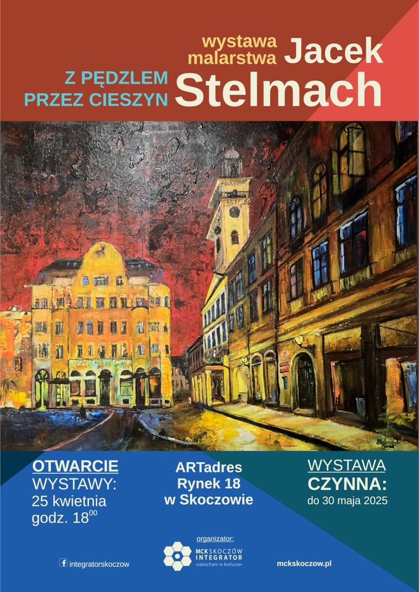 Plakat dotyczący wystawy malarskiej.