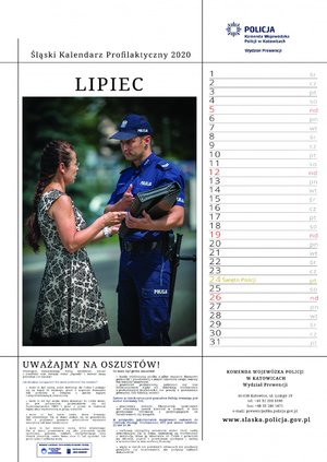 strona kalendarza poświęcona Policji