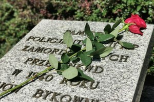 Róża leżąca na płycie pomnika