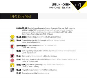 Program odcinka numer 1 trasa Lublin - Chełm.