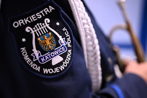 na zdjęciu naszywka na ramieniu policjanta