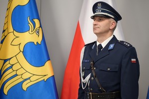 na zdjęciu policjanci podczas wprowadzenia Komendanta Wojewódzkiego Policji w Katowicach