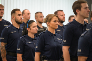 zbliżenie na grupę policjantów