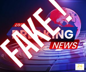 Grafika przedstawia napis fake news