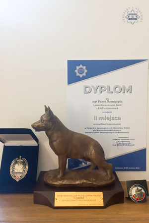 Na zdjęciu statuetka i dyplom