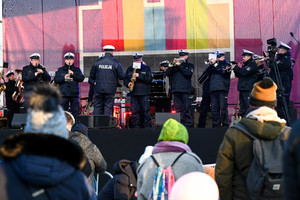 Na zdjęciu Orkiestra Muzyczna Śląskiej Policji występująca na scenie