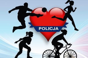 Fragment grafiki z plakatu w formie osób uprawiających różne dyscypliny sportu
