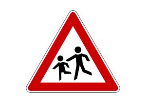 na grafice trójkąt w czerwonej ramce, a w środku sylwetki dwóch osób koloru czarnego