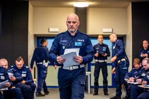 na zdjęciu funkcjonariusze policji biorący udział w konkursie