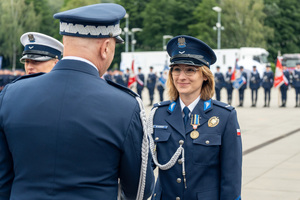zdjęcie przedstawia ceremonię wręczania medalu