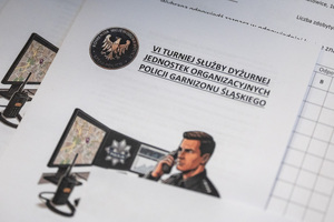 Okładka zeszytu z zadaniami 6 Turnieju Służby Dyżurnej Jednostek Organizacyjnych Policji Garnizonu Śląskiego