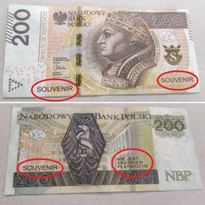 Fałszywy banknot o nominale 200 złotych
