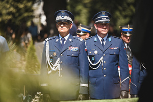 Na zdjęciu widzimy ceremonię pogrzebu Komendanta Powiatowego Policji w Bieruniu młodszego inspektora Dariusza Waligóry