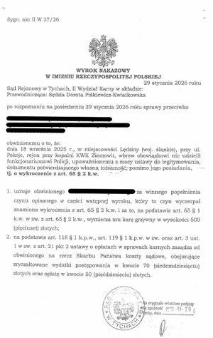 Wyrok w sprawie interwencji w Lędzinach