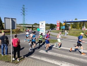 Na zdjęciu biegnące w półmaratonie osoby.