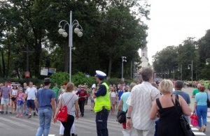 Policjanci kierują ruchem.