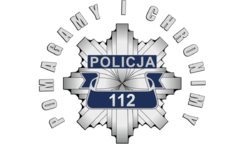 Logo policyjnego przesłania z napisem: pomagamy i chronimy