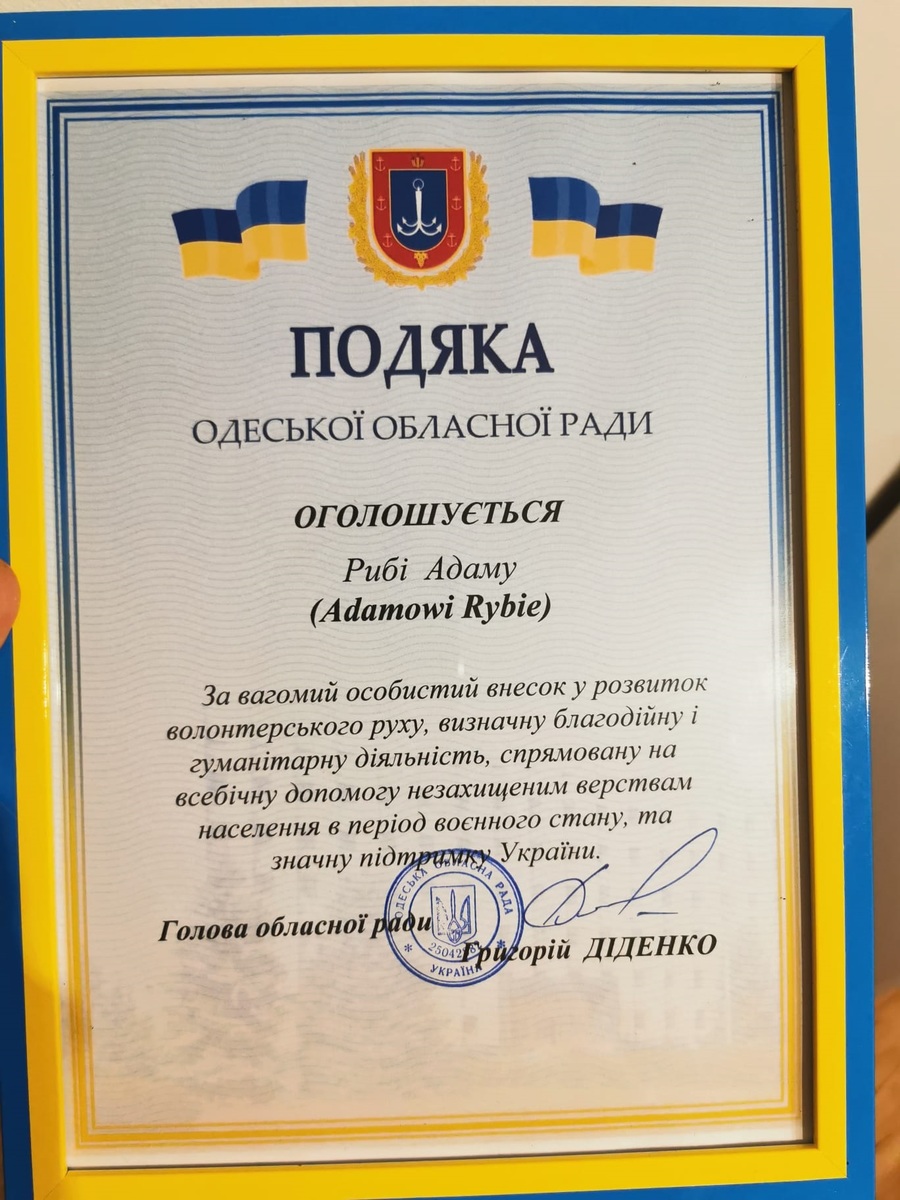 Na zdjęciu podziękowania napisane w języku ukraińskim.