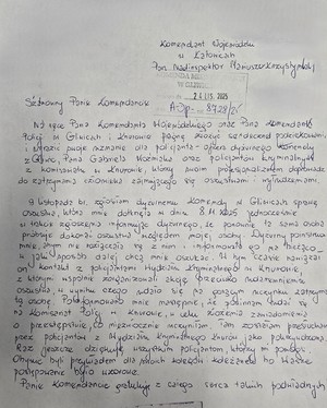 List z podziękowaniem