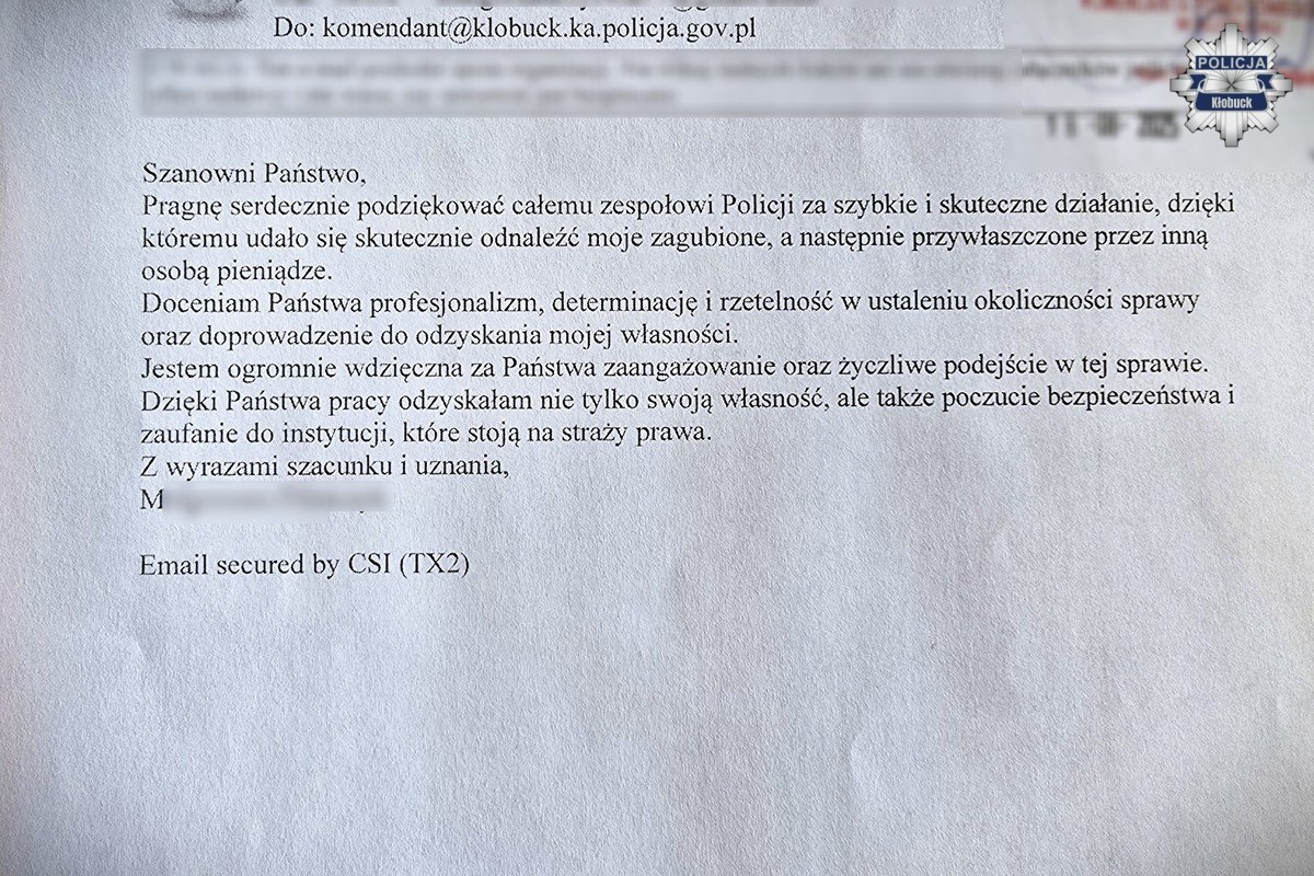 treść podziękowań