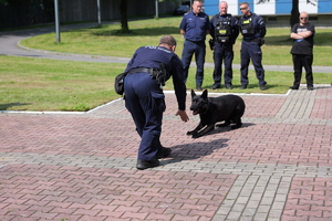 Na zdjęciu policjanci wraz z psem służbowym