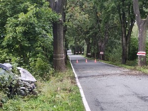 na zdjeciu widać zniszczony samochód
