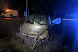 zdjęcie przedstawia pojazd, który brał udział w zderzeniu z latarnią.