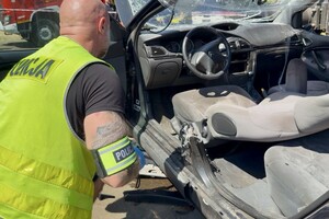 miejsce ćwiczeń służb, widoczny wypadek pociągu z samochodem