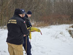 Zdjęcie służb mundurowych podczas wspólnych ćwiczeń na zamarzniętym akwenie