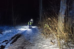 Zdjęcia policjantów podczas poszukiwań za zaginionym mężczyzną