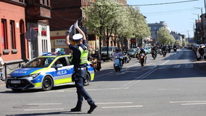 Motocykliści podczas przejazdu Piekarskiej Parady Motocyklowej