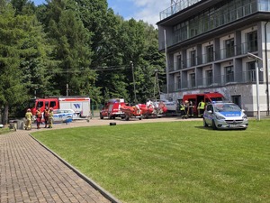 Zdjęcie przedstawia wspólne ćwiczenia służb na Jeziorze Goczałkowickim.