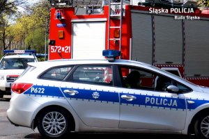 Radiowóz policji i wóz straży pożarnej