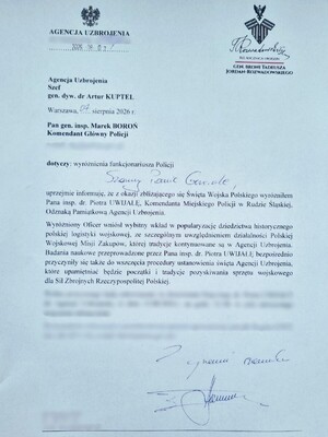 list o odznaczeniu