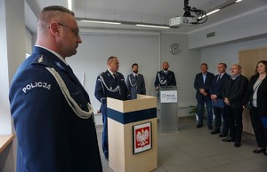 Na zdjęciu przemówienie nowego Komendanta Miejskiego Policji w Rybniku.