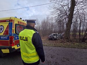 Na zdjęciu miejsce wypadku drogowego w Rybniku.