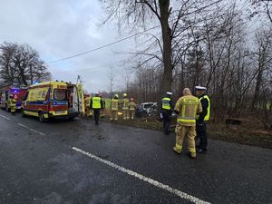 Na zdjęciu służby podczas wykonywania czynności na miejscu wypadku śmiertelnego, w Rybniku, w którym zginęły dwie osoby.