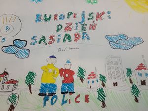 na zdjęciu rysunek z napisem Europejski Dzień Sąsiada