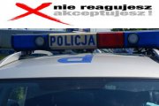 na zdjęciu lampa z radiowozu z napisem Policja i napis nie reagujesz-akceptujesz