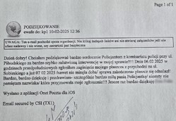 Zdjęcie przedstawia treść wiadomości: &quot;Dzień dobry! Chciałam podziękować bardzo serdecznie Policjantom z komisariatu policji przy ul. Piłsudskiego za bardzo szybko załatwioną interwencję w mojej sprawie!!! Dnia 06.02.2025 w godzinach przedpołudniowych zgłosiłam zaginięcie mojego płaszcza z przychodni na ul. Sobieskiego a już 07 02 2025/nawet nie minęła doba/ sprawa zakończona – płaszcz się odnalazł! Bardzo, bardzo dziękuję i pozdrawiam – szczególnie bardzo miłą panią Policjantkę /niestety nie pamiętam nazwiska/ która przyjmowała moje zgłoszenie!!! Jeszcze raz bardzo dziękuję&quot;