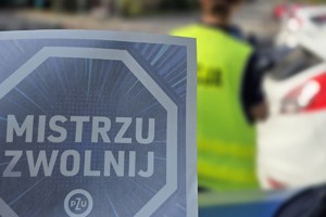 zdjęcie przedstawia: naklejkę z napisem mistrzu zwolnij