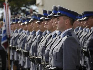 Policjanci podczas uroczystości