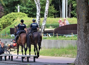 Na zdjęciu policjanci siedzący na koniach