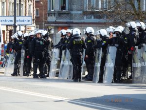 Śląscy policjanci podczas zabezpieczenie półfinału Pucharu Polski
